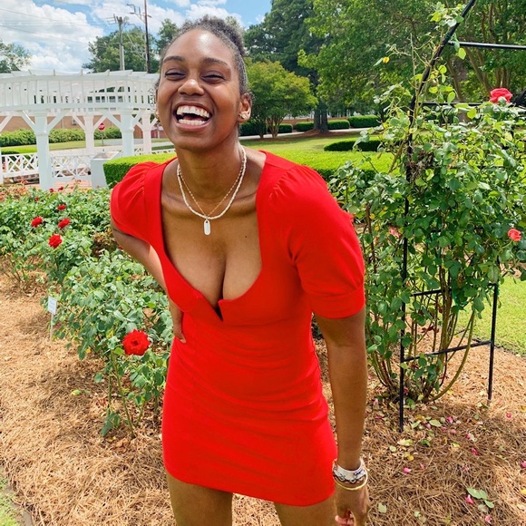 ❌SOLD❌Forever 21 Red Puff Sleeve Dress Sz S - Picture 3 of 9